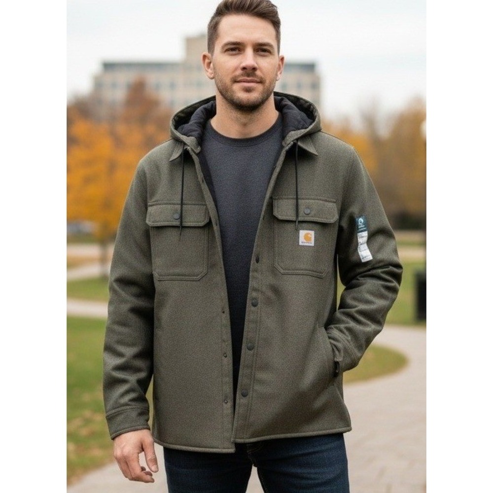 Carhartt Rain Defender Shirt Jacket Men's S Relaxed Fit Heavyweight Hooded NWT